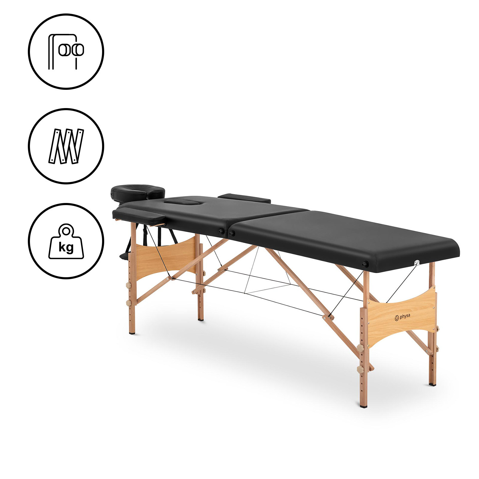 Sklopivi stol za masažu - 185 x 60 x 62 cm - 227 kg - Black